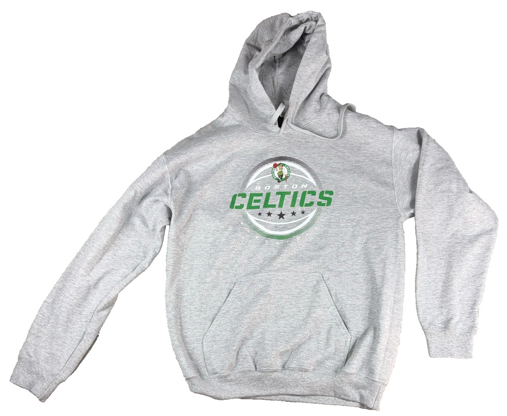 Boston Celtics Hoodie Mens M Gray NBA Gildan Pullover Basketball Sweatshirt